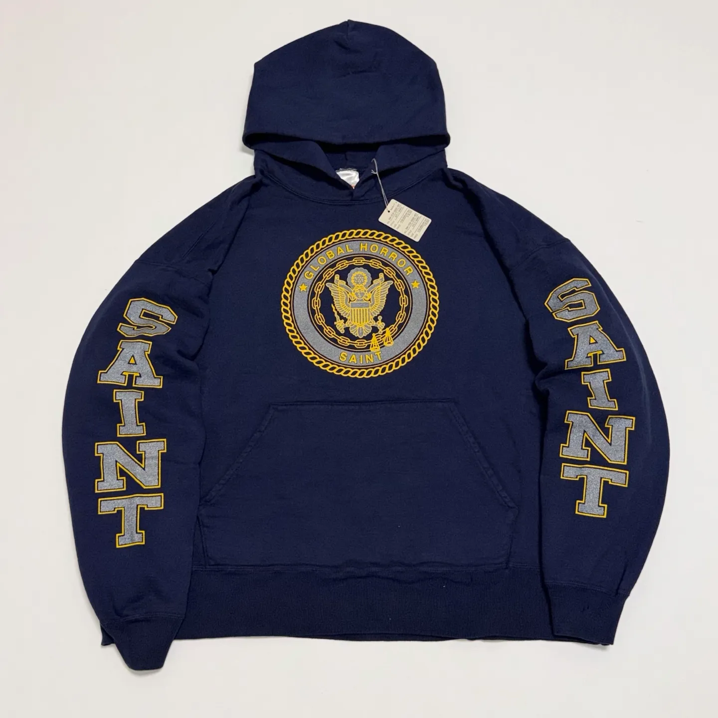 SAINT Mxxxxxx HOODIE/SAINT/NVY Reflective Angel Hoodie Blue S-XL Original open mold Loose cut Comfortable fit Top printing technology 3M reflective paste Best reflective effect in the industry Correct version Original consistent main mark/wash mark/cherub anti-counterfeiting
